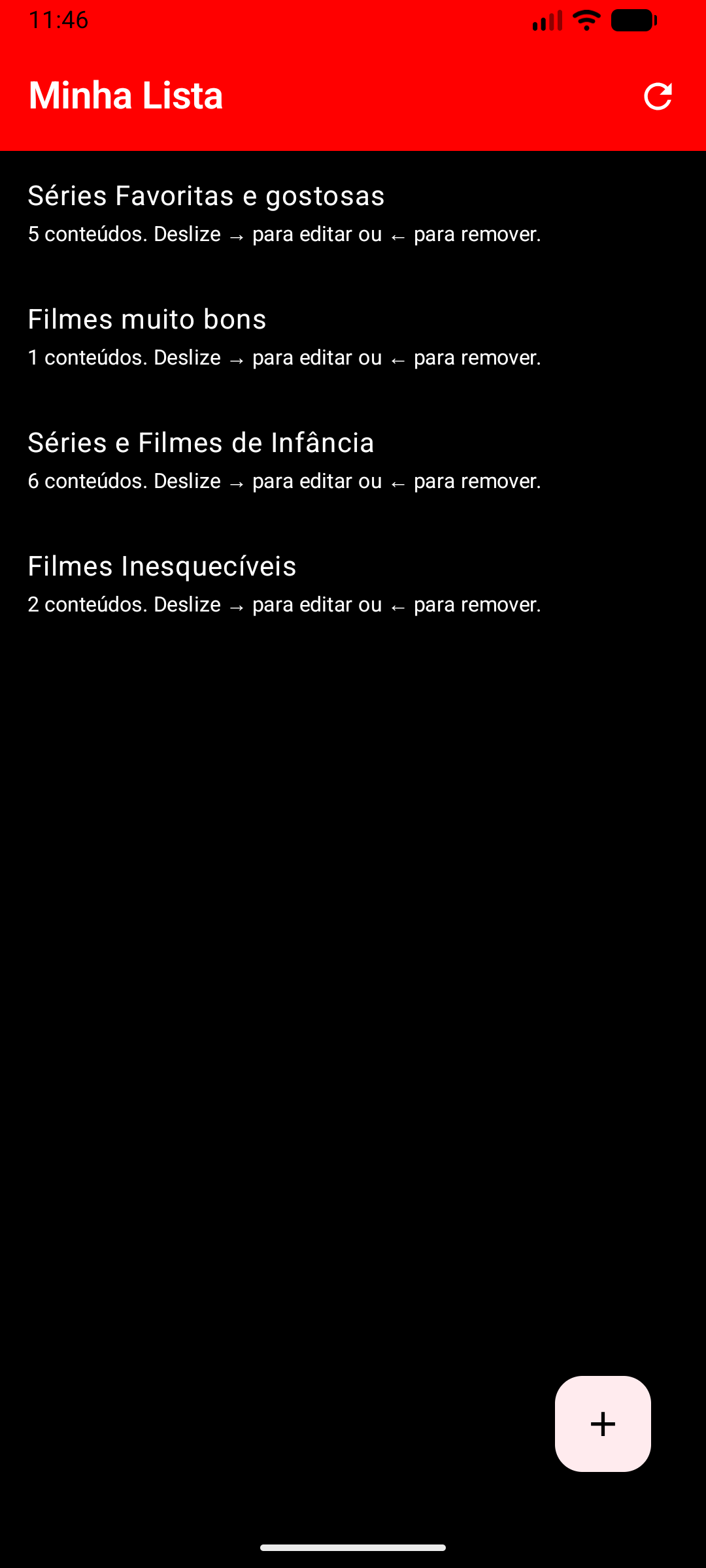 Tela Minhas Listas